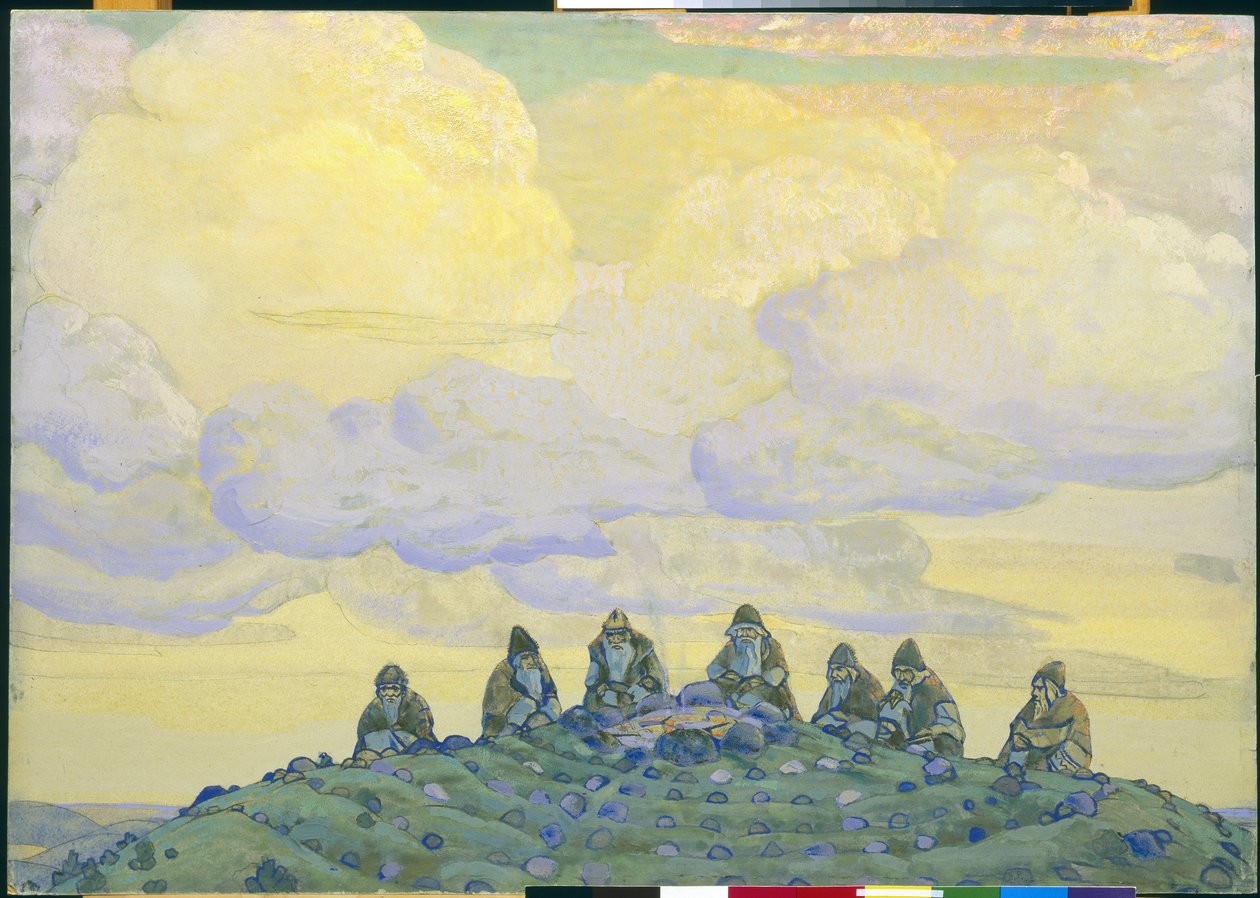 Velká oběť: dekorace pro balet „Svěcení jara“ od Igora Stravinského, 1910 od Nicholas Roerich