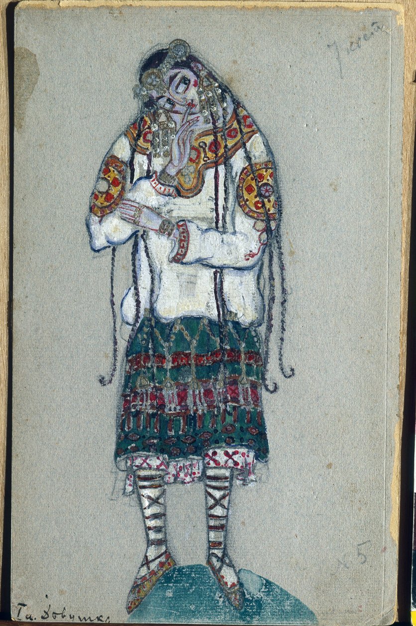 Mladá dívka, kostýmní návrh pro balet Igora Stravinského "Svěcení jara", 1912 od Nicholas Roerich