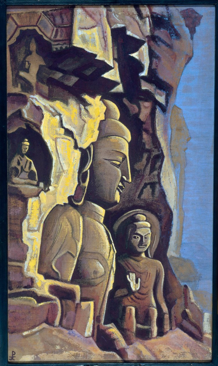 Yungang (Čína). Dílo Nicolase (Nicholase) Roericha (1874-1947), tempera na plátně od Nicholas Roerich