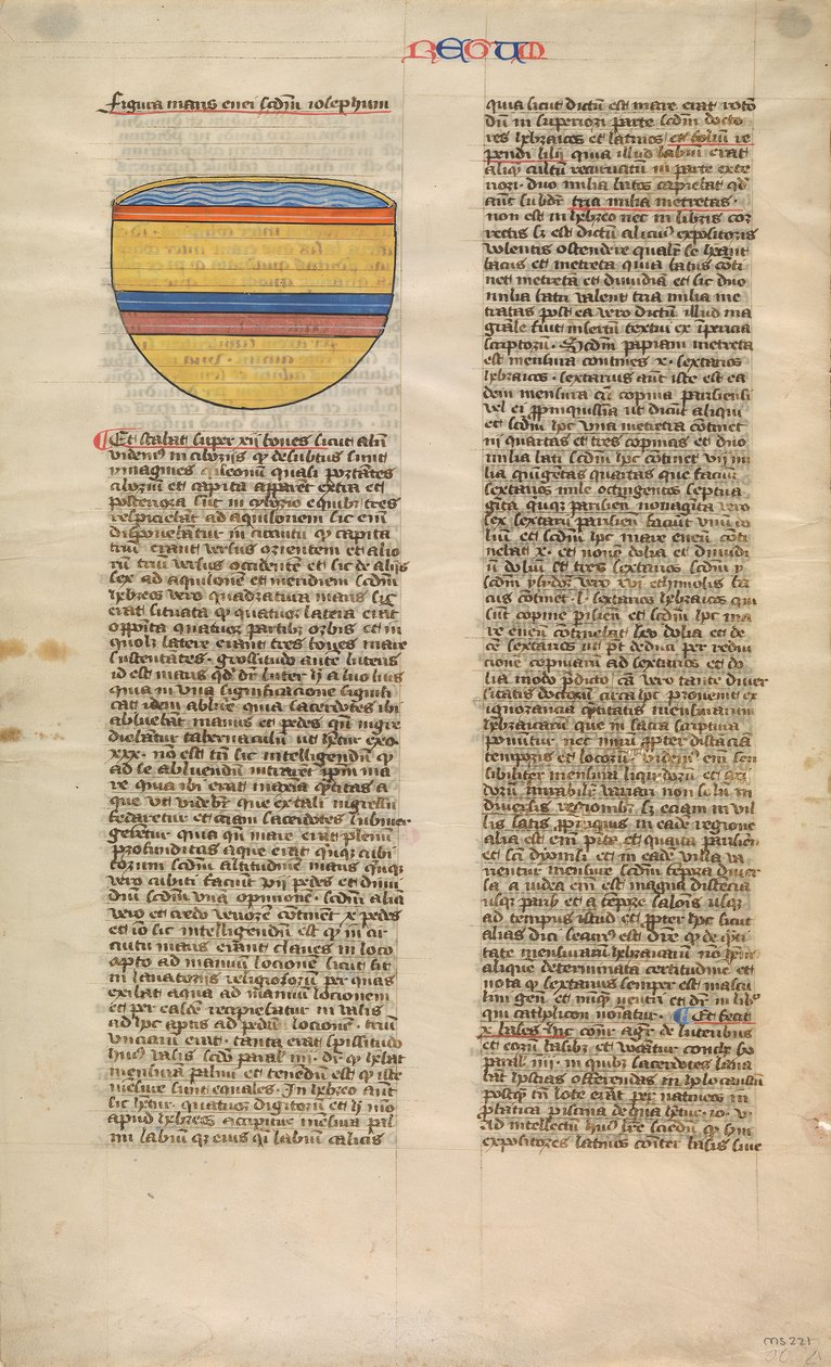 Brazen Sea, jeden ze šesti ilustrovaných listů z Postilla Litteralis..., ca. 1360-1380. od Nicholas of Lyra