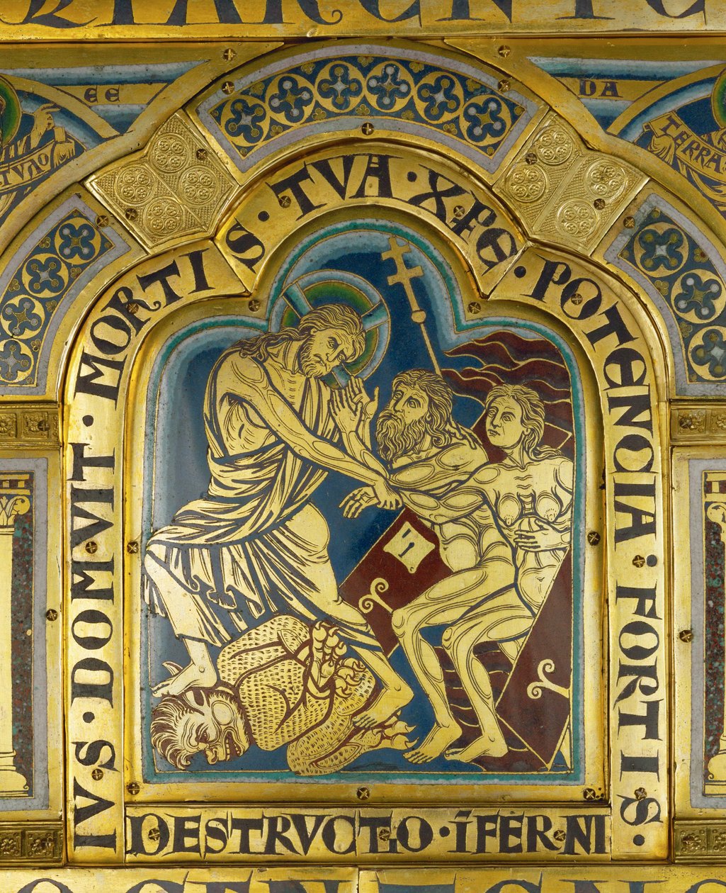 Kristův sestup do pekel od Verdunského oltáře... od Nicholas of Verdun