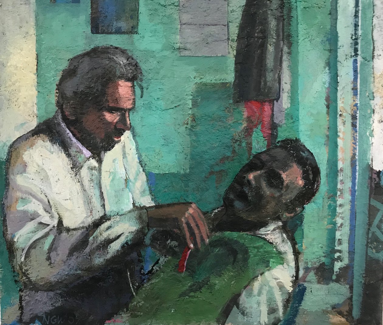 Barbershop, 2017-23 (olej na desce) od Nick Williams