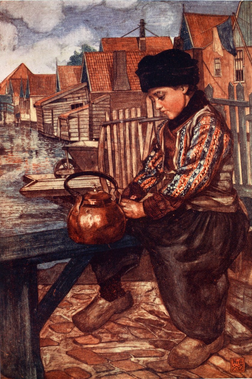 A Boy Cleaning Kettle, 1904 od Nico Jungman