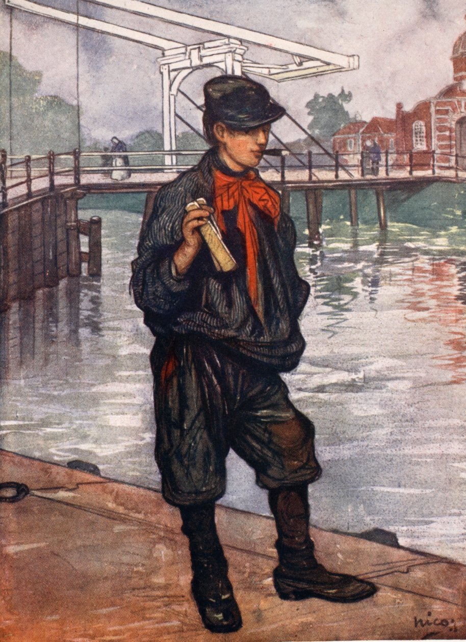 An Amsterdam Street: Chlapec s klapkami, 1904 od Nico Jungman