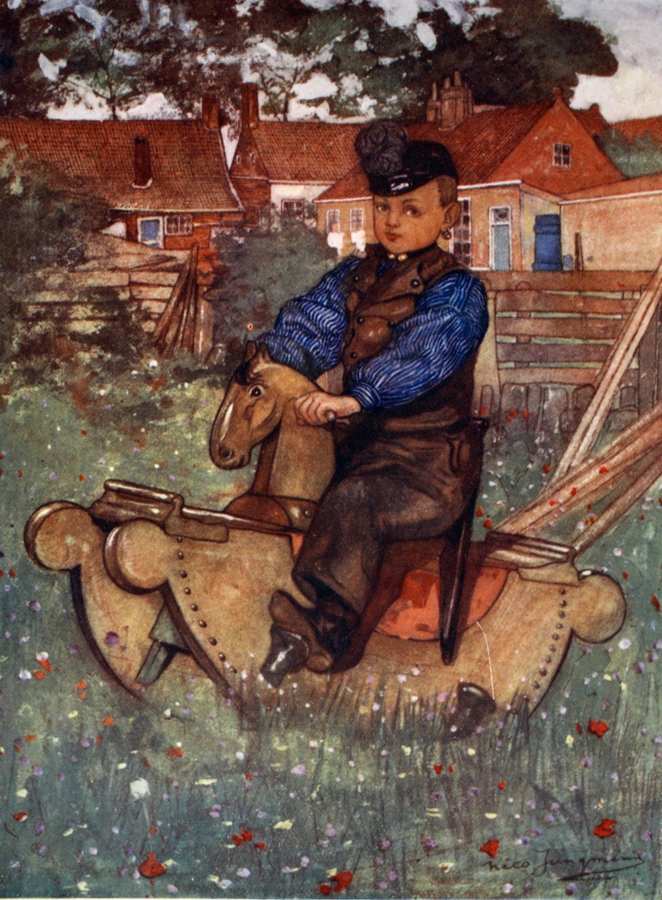 Chlapec z Veere obkročmo na houpacím koni, 1904 od Nico Jungman