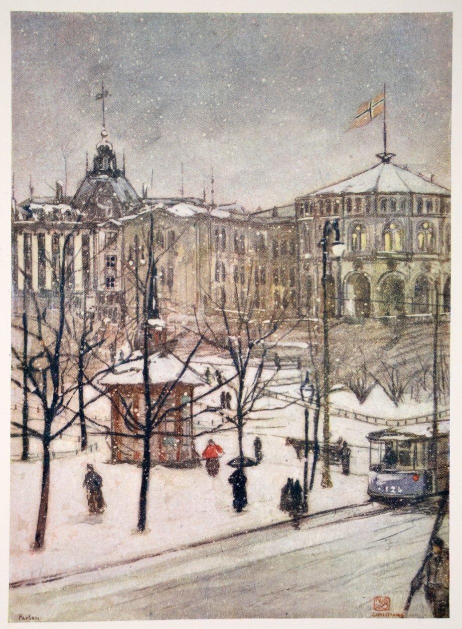 Budovy parlamentu (Strorthing), Christiania, 1905 od Nico Jungman