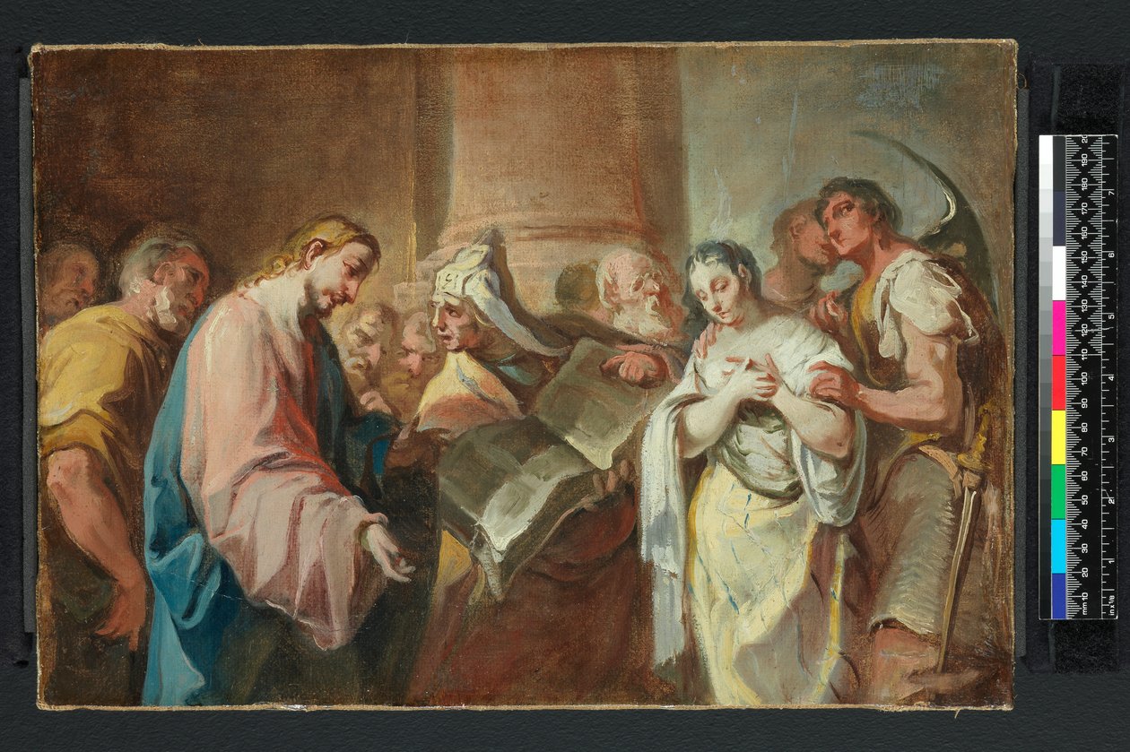 Žena zajatá cizoložstvím, před rokem 1750 (olej na plátně) od Nicolò (attr. to) Grassi