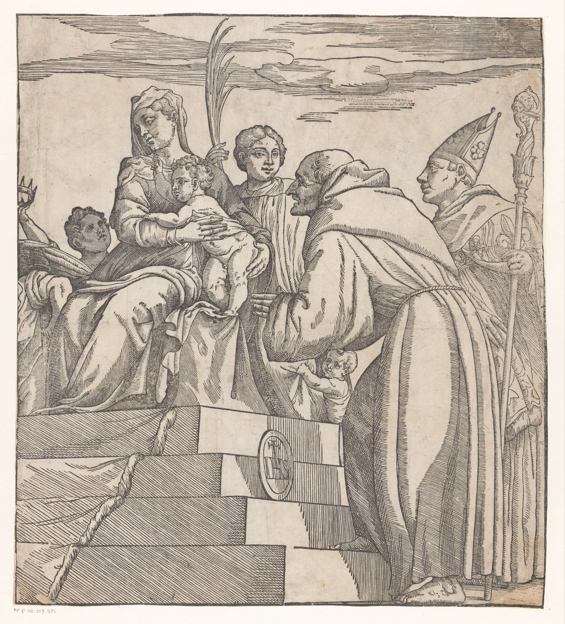 Doge Francesco Donato klečí před Marií a Kristem (pravá polovina) od Nicolò Boldrini (attributed to)