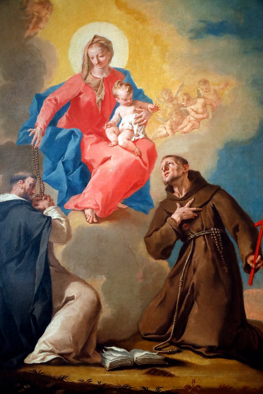 Národní galerie. Naše Růžencová se svatým Dominikem a svatým Františkem d