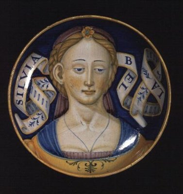 Majolikový pohár, ze série Belle donne, 1525 od Nicolò Pellipario