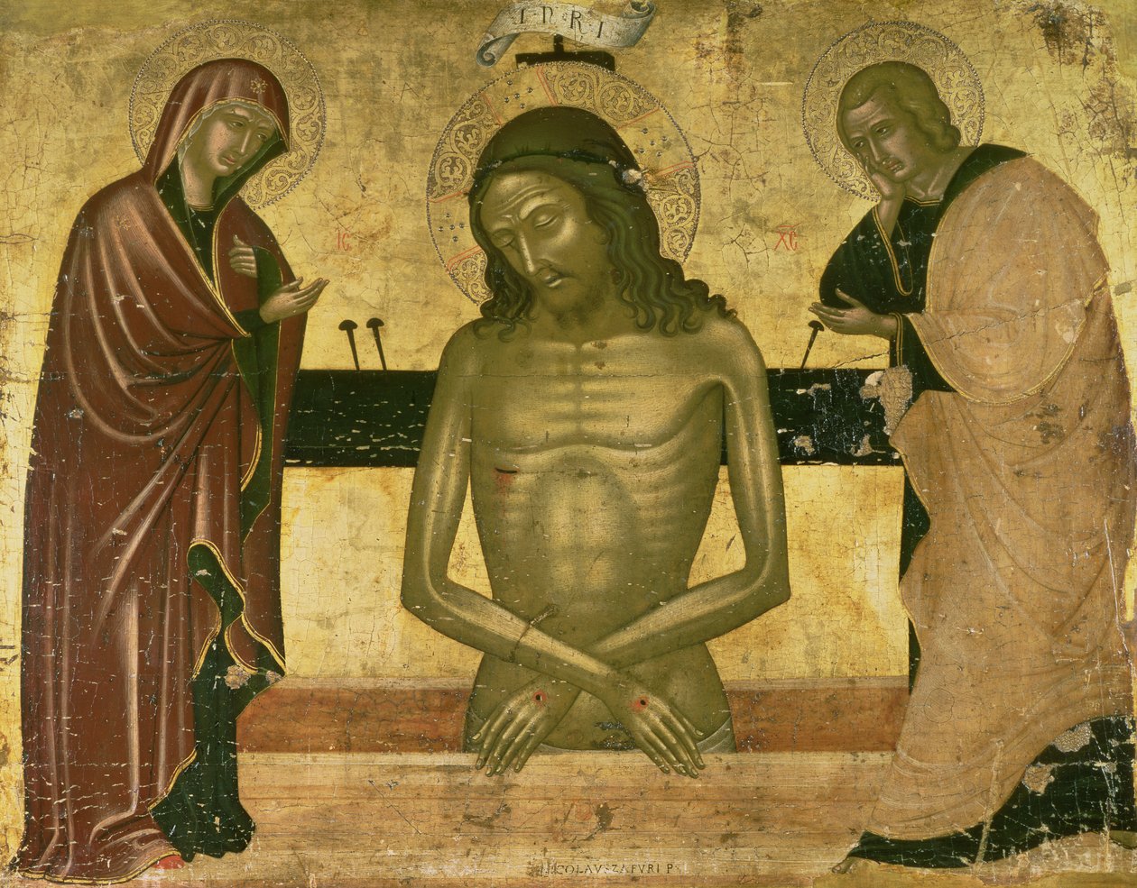 Agónie Krista s Pannou Marií a sv. Janem Křtitelem kolem roku 1489-93 (panel) od Nicola Zafuri