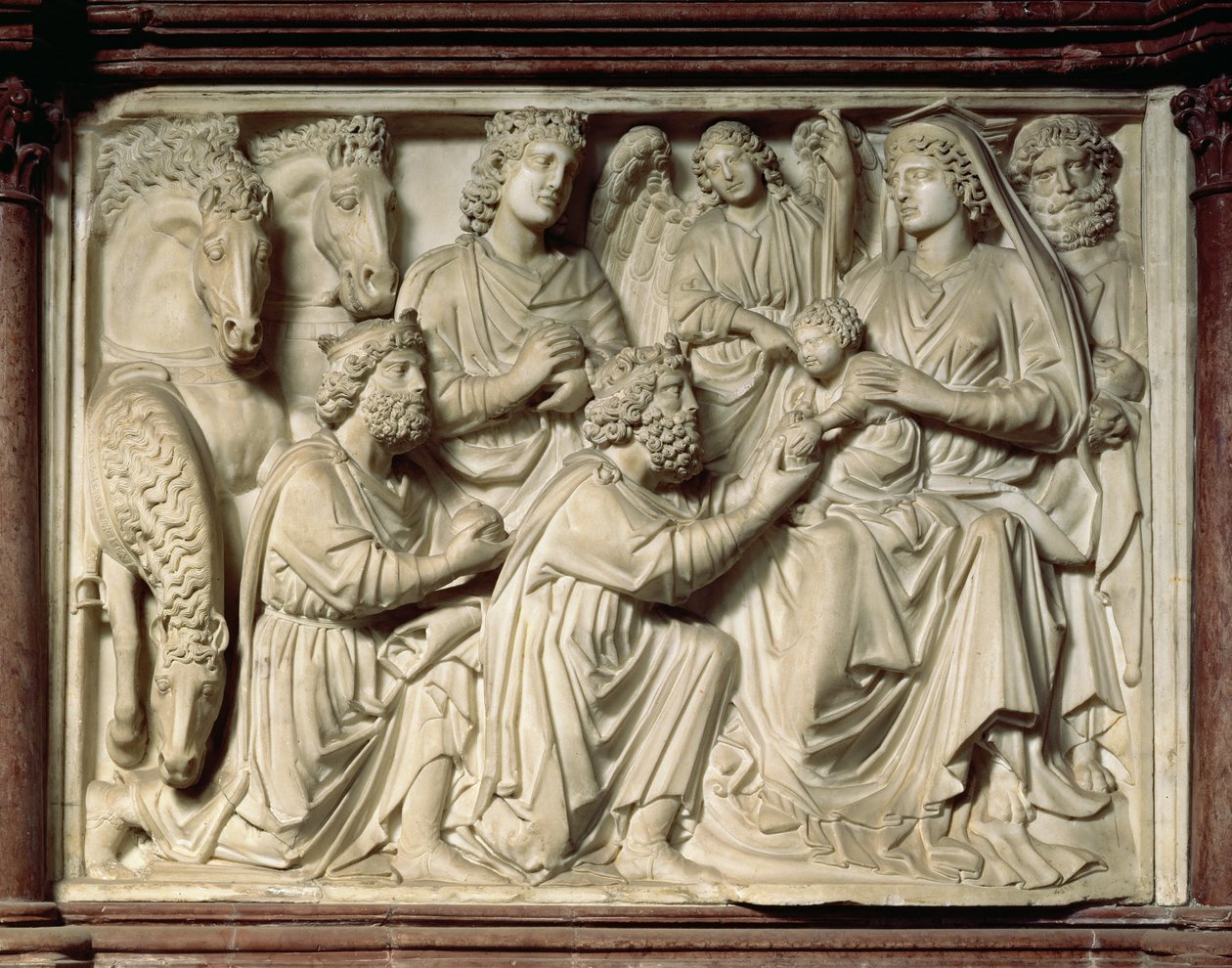 Reliéf zobrazující Klanění mudrců z kazatelny, 1260 od Nicola Pisano