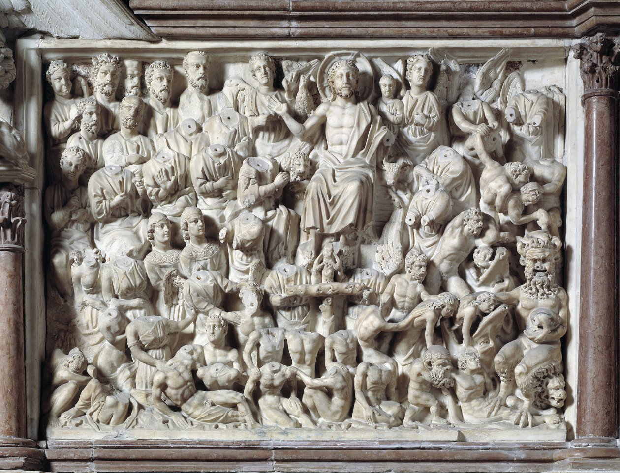 Poslední soud (Poslední soud) Židle od Nicola Pisano (1215/20-1278/84) (Mramorová kazatelna) 1260 Baptistere Saint John of Pisa (Battistero san Giovanni di Pisa), Itálie od Nicola Pisano