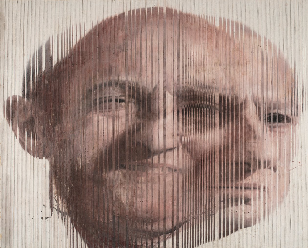 Face Fusion I, 2007 (olej na plátně, řezaný a nanesený na desku) od Nicola Pucci