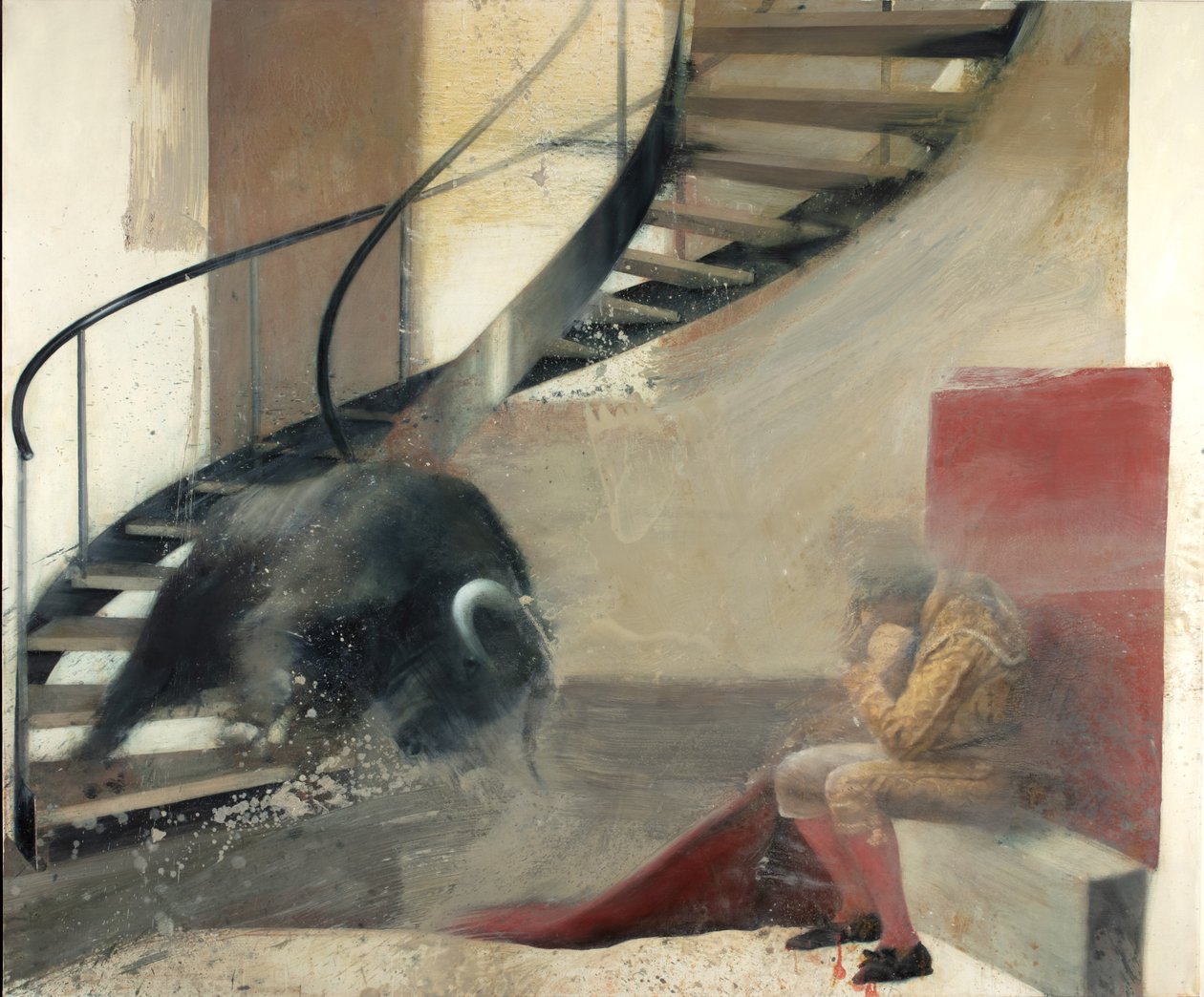 Schodišťový býk s toreadorem I, 2013 (olej na plátně) od Nicola Pucci