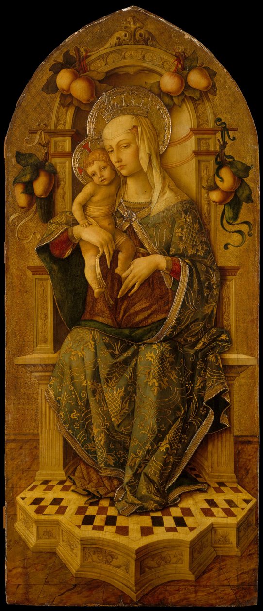 Madonna a dítě na trůnu, kolem 1475-90 (tempera na dřevě, zlatá půda) od Nicola de Maestro Antonio