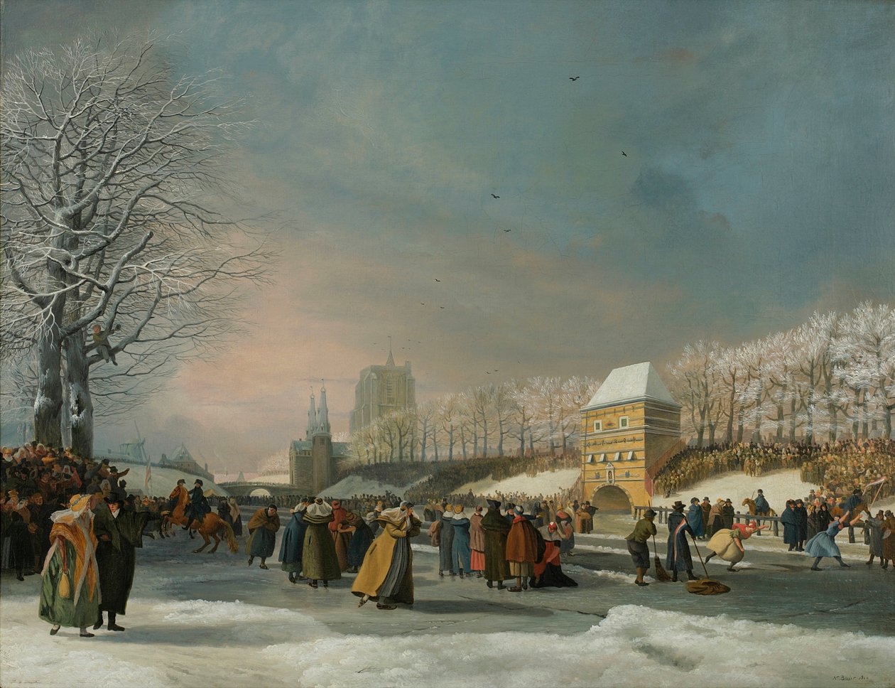 Závod v rychlobruslení žen na Westersingel v Leeuwarden, 21. ledna 1809 od Nicolaas Baur