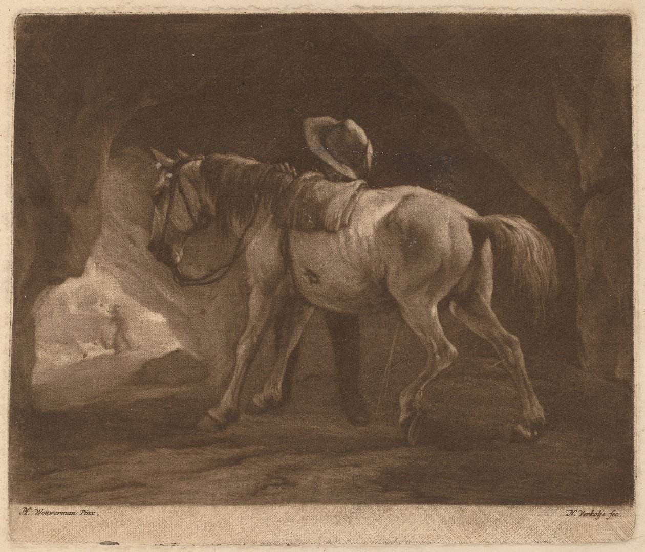 Čůrající kůň od Nicolaas Verkolje after Philips Wouwerman