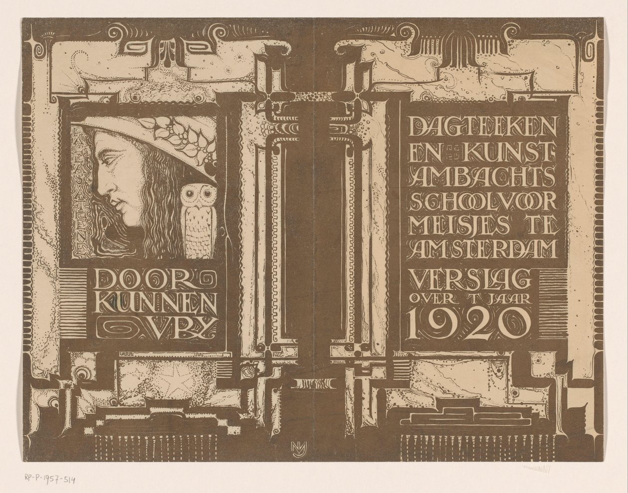 Návrh kapely pro: Zpráva dne Škola kreslení a uměleckých řemesel pro dívky v Amsterdamu kolem roku 1920 od Nicolaas van de Vecht