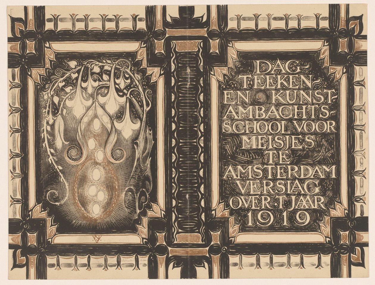 Návrh kapely pro: Zpráva dne Škola kreslení a uměleckých řemesel pro dívky v Amsterdamu kolem roku 1919 od Nicolaas van de Vecht