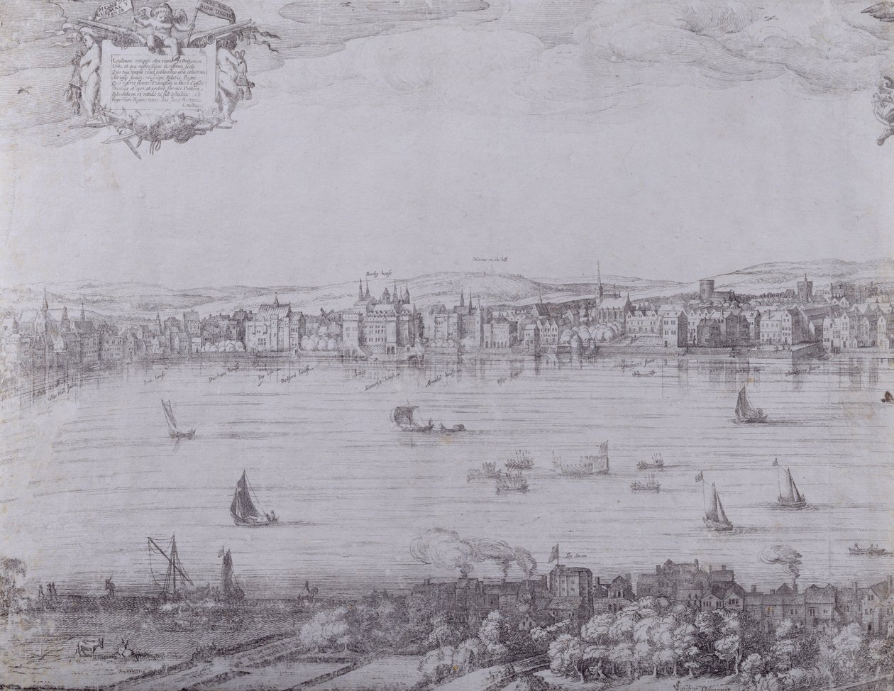 Panorama Londýna a Temže, první část zobrazující z Whitehallu do Blackfriars, kolem 1600 (viz také 7214 a 64730-31) od Nicolaes Jansz Visscher