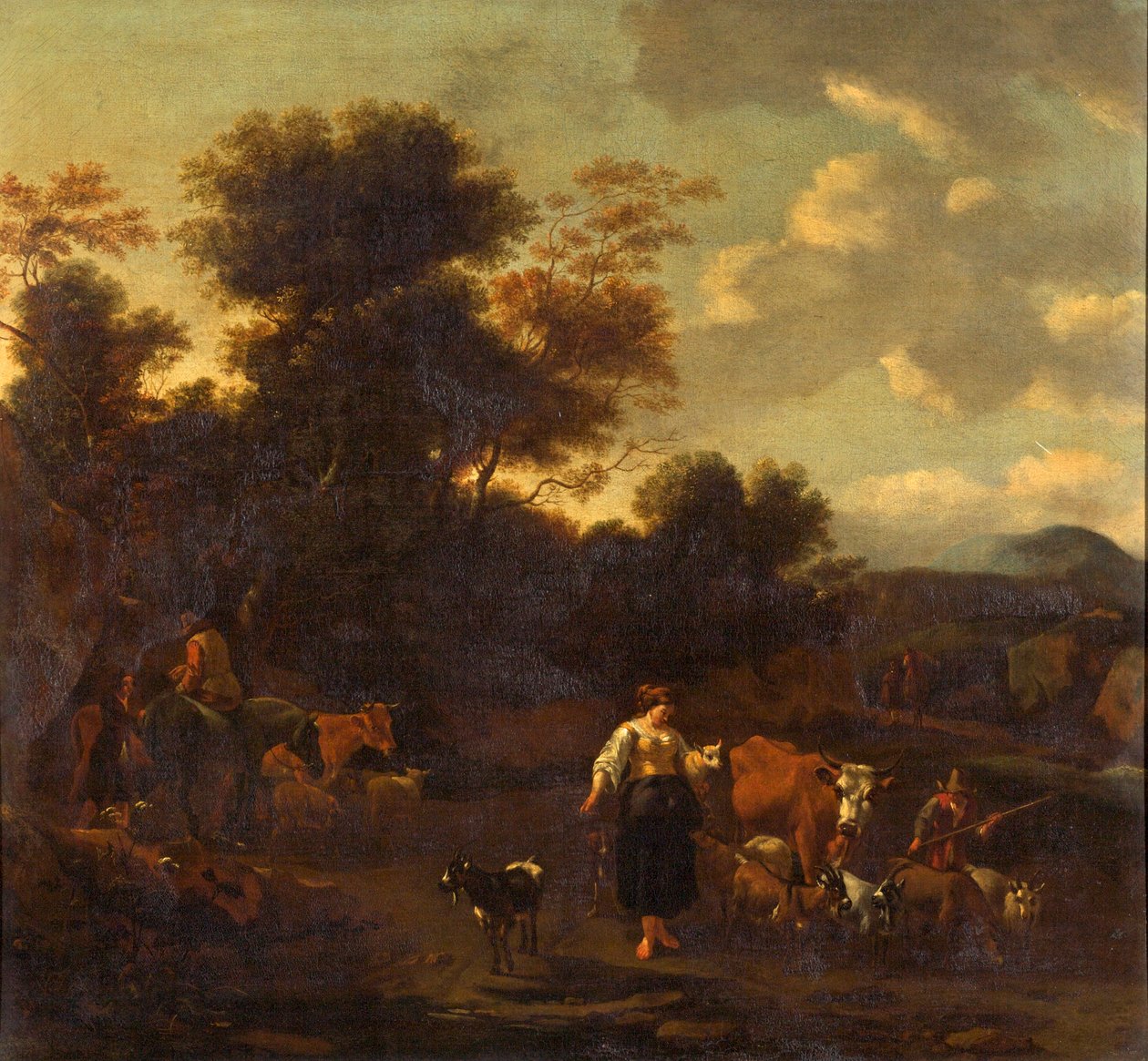 Krajina s postavami a zvířaty od Nicolaes Pietersz. Berchem