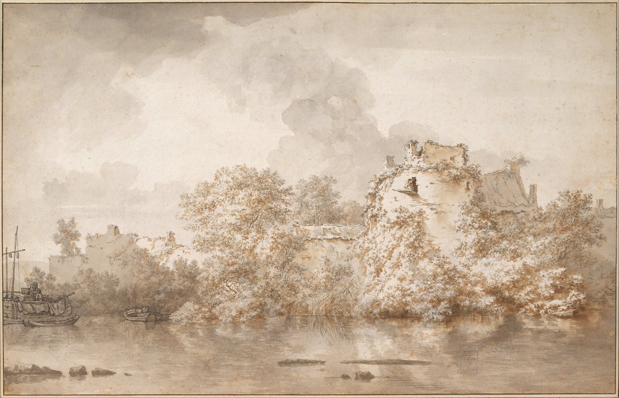 Říční krajina poblíž Montfoortu, c. 1655 od Nicolaes Pietersz. Berchem