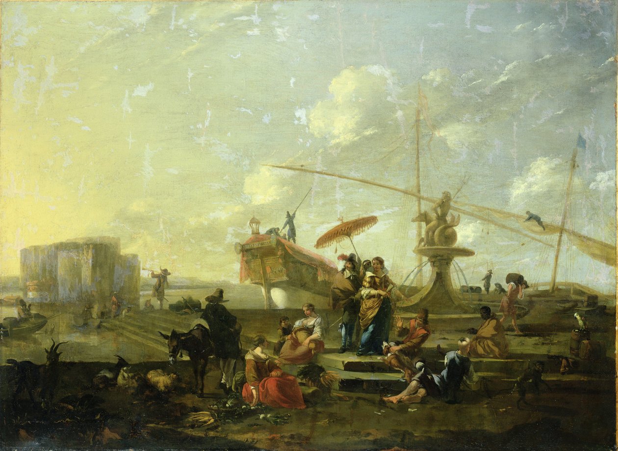 Starý přístav v Janově od Nicolaes Pietersz. Berchem