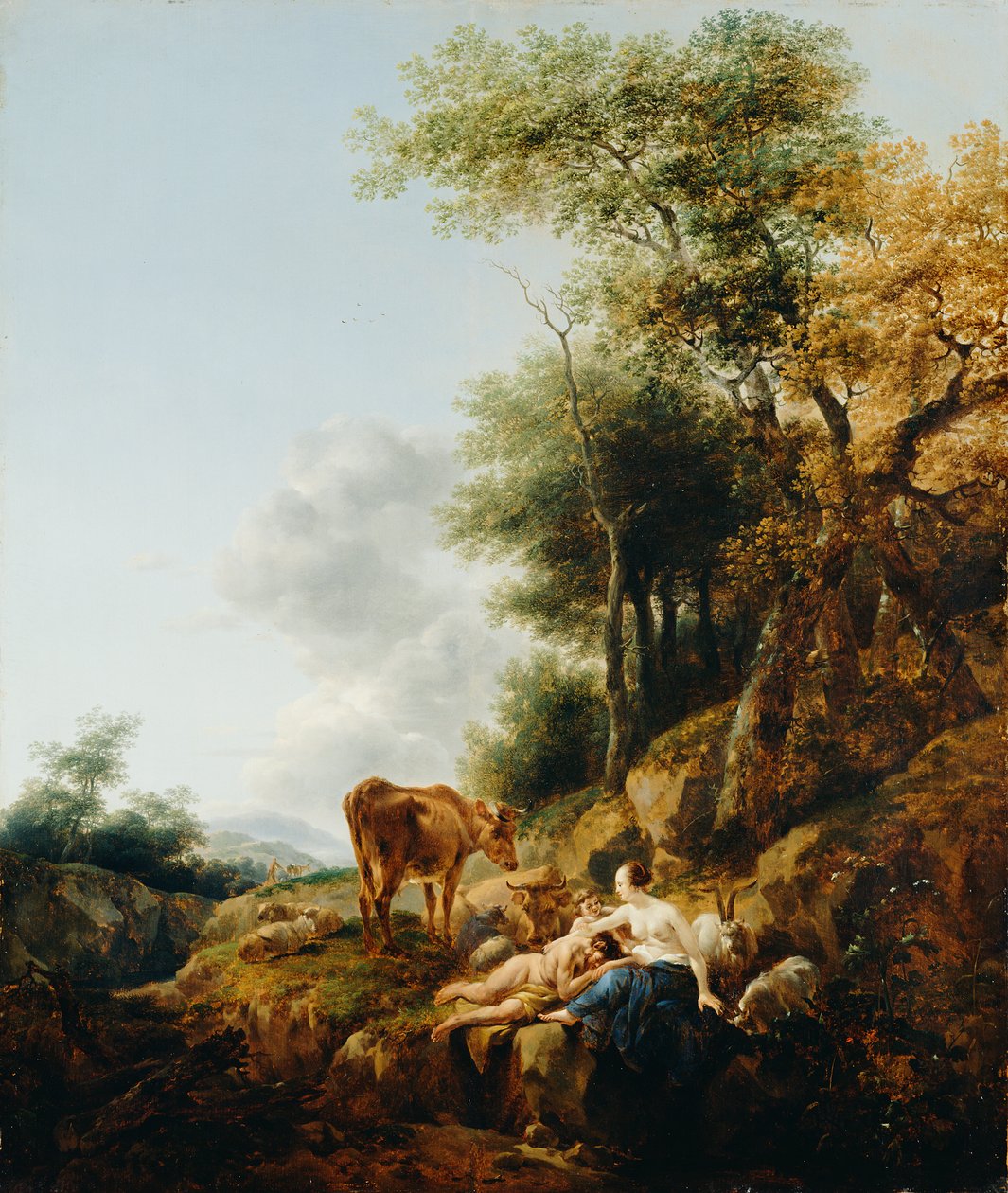 Krajina s nymfou a satyrem od Nicolaes Pietersz. Berchem
