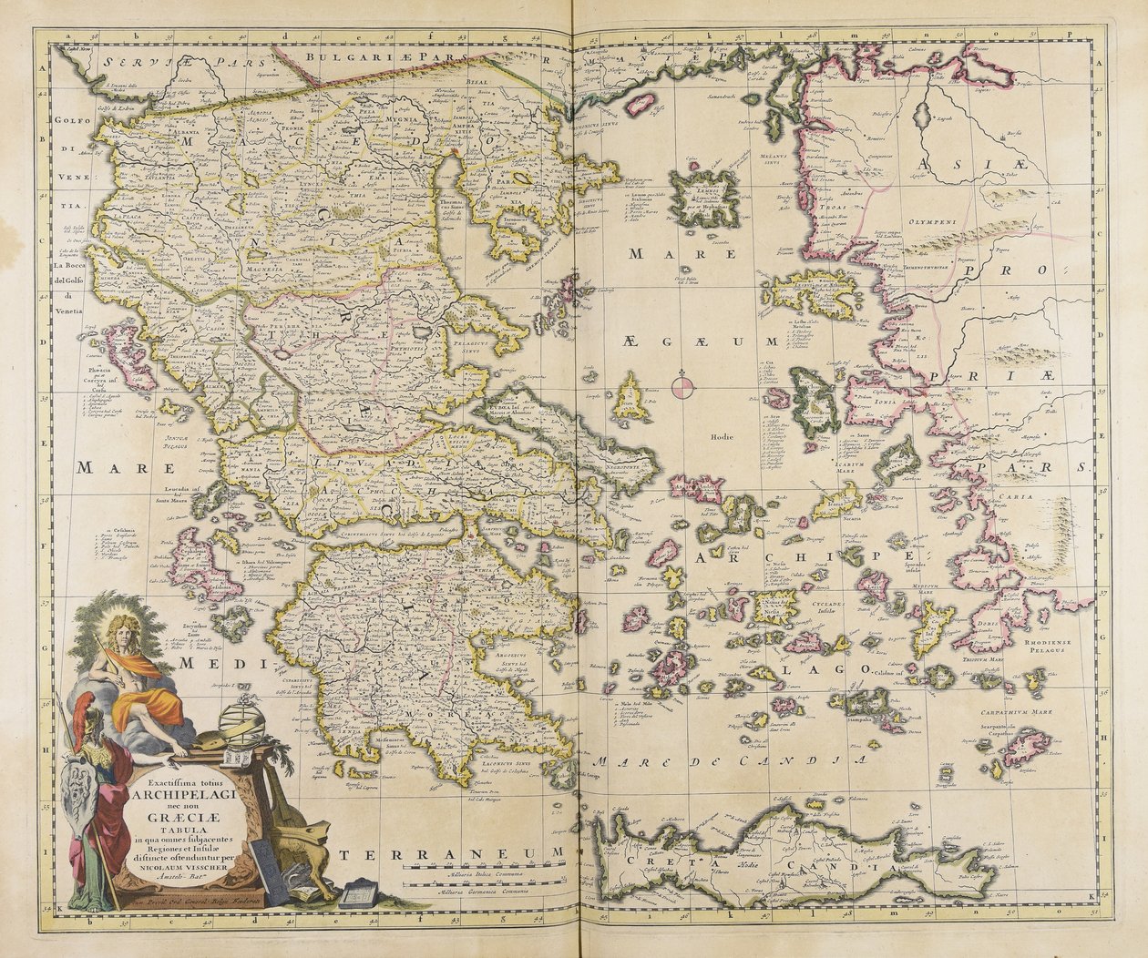 Nejdůkladnější mapa celého souostroví a v Řecku od Nicolaes Visscher