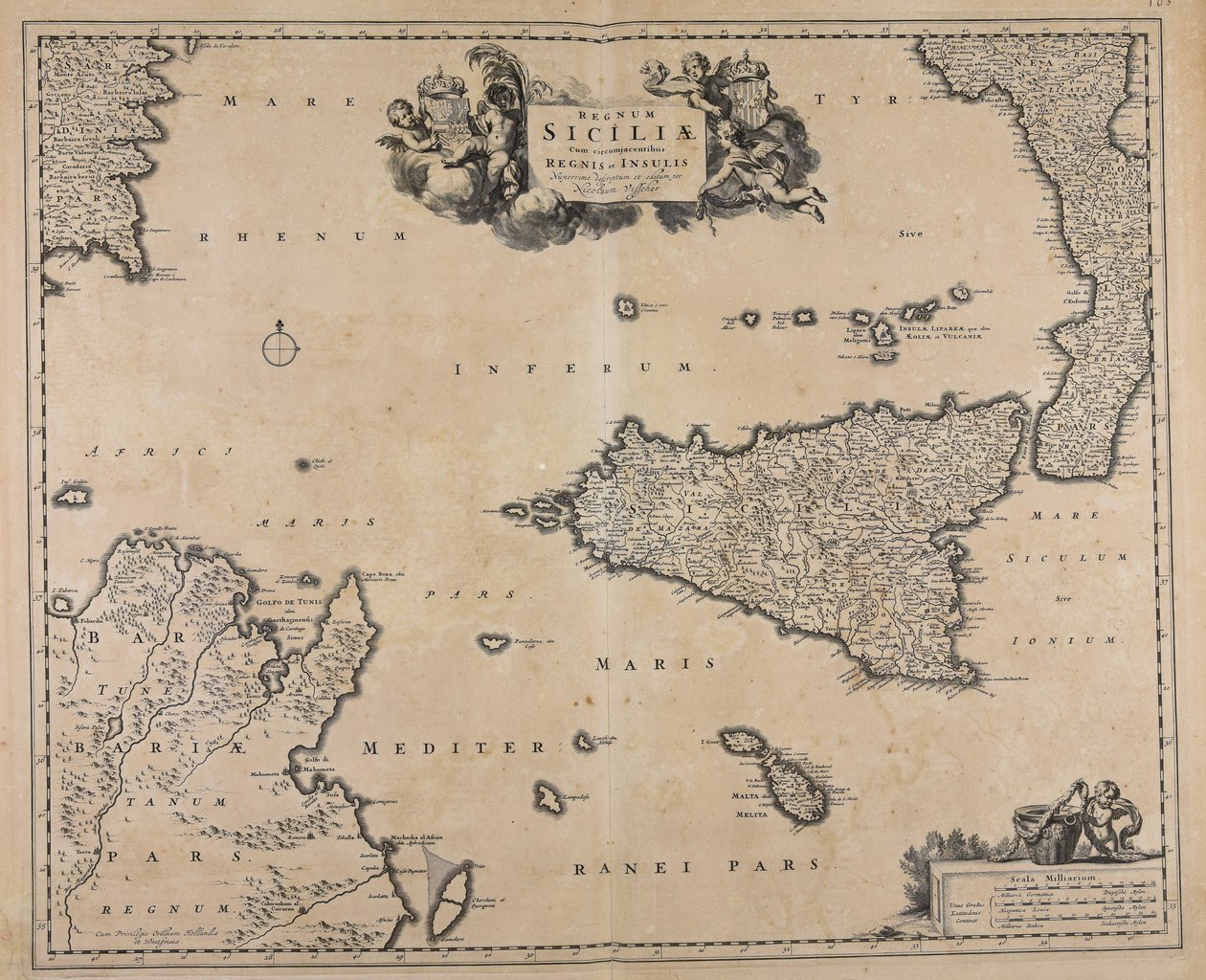 Regnum Siciliae cum circumjacentibus regnis et insulis od Nicolaes Visscher