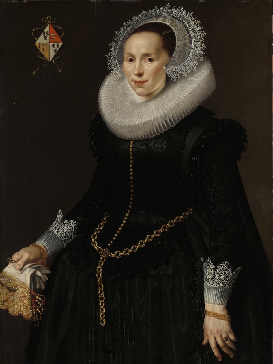 Portrét Johanny Le Maire, manželky Pietera van Son, kolem 1622-29 (olej na panelu) od Nicolaes  Eliasz