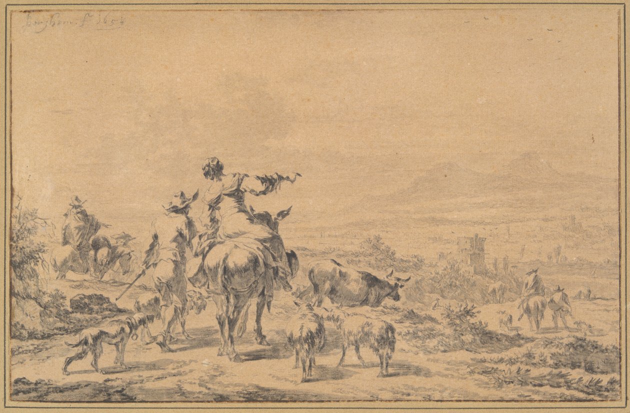 Pastevci v italské krajině od Nicolaes Berchem