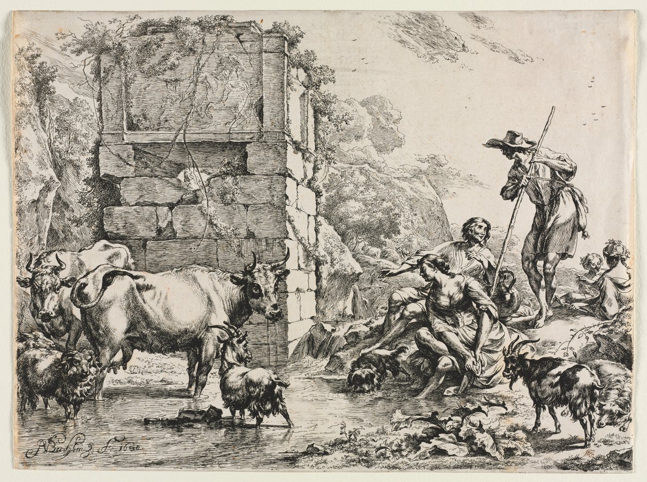Pití krávy od Nicolaes Berchem