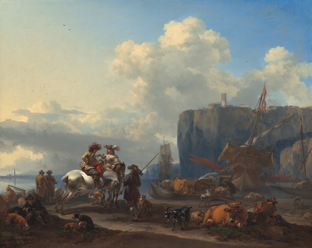 Pohled na italský přístav, počátek 60. let 17. století. od Nicolaes Berchem