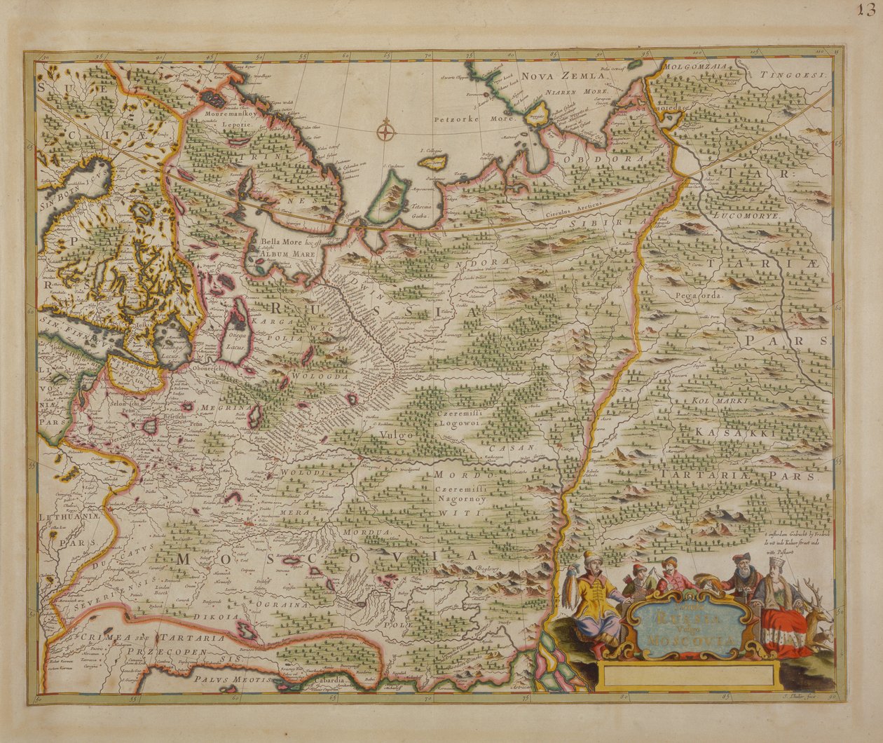 Mapa Ruska a východní Evropy z Malého atlasu, 1745 od Nicolaes Jansz Visscher