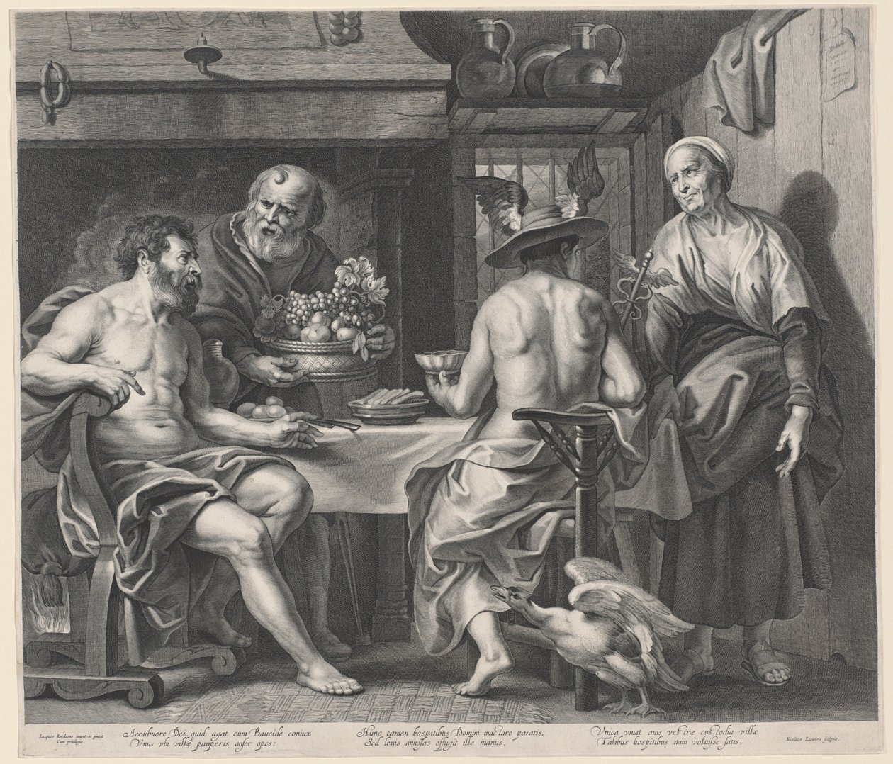 Jupiter a Merkur baví Filemon a Baucis od Nicolaes Lauwers, after Jacob Jordaens