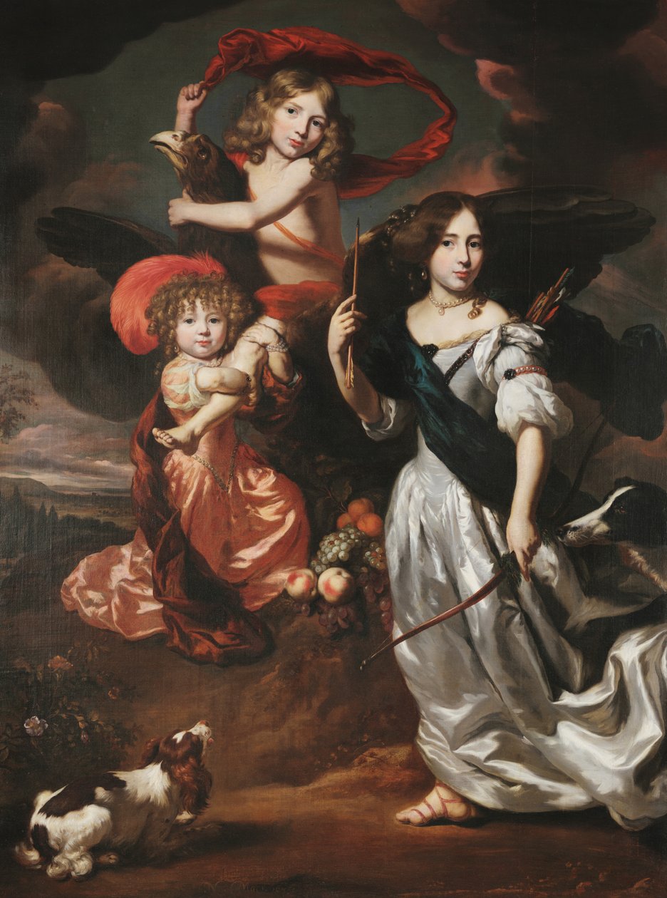 Portrét tří dětí jako Ceres, Ganymedes a Diana od Nicolaes Maes