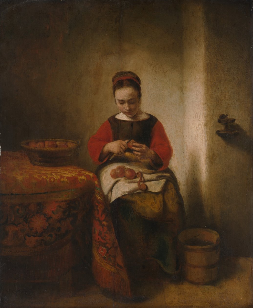Mladá žena loupání jablek, ca. 1655. od Nicolaes Maes