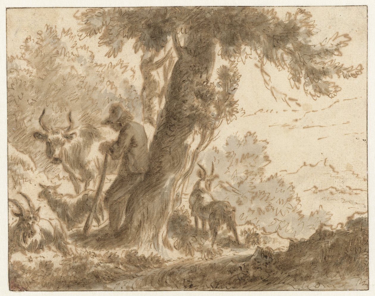 Pastýř a jeho dobytek u stromu od Nicolaes Pietersz Berchem (possibly)