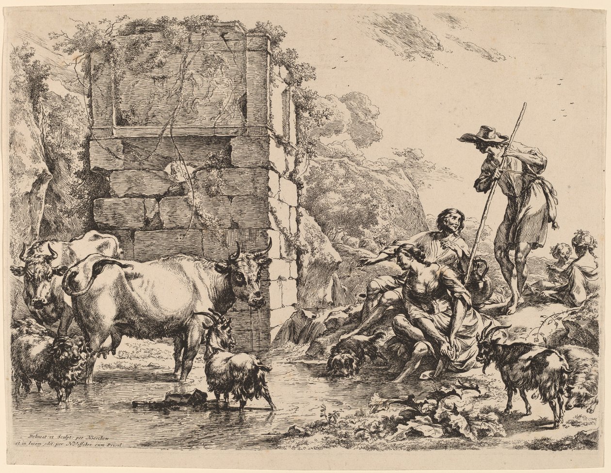 Pití krávy od Nicolaes Pietersz Berchem