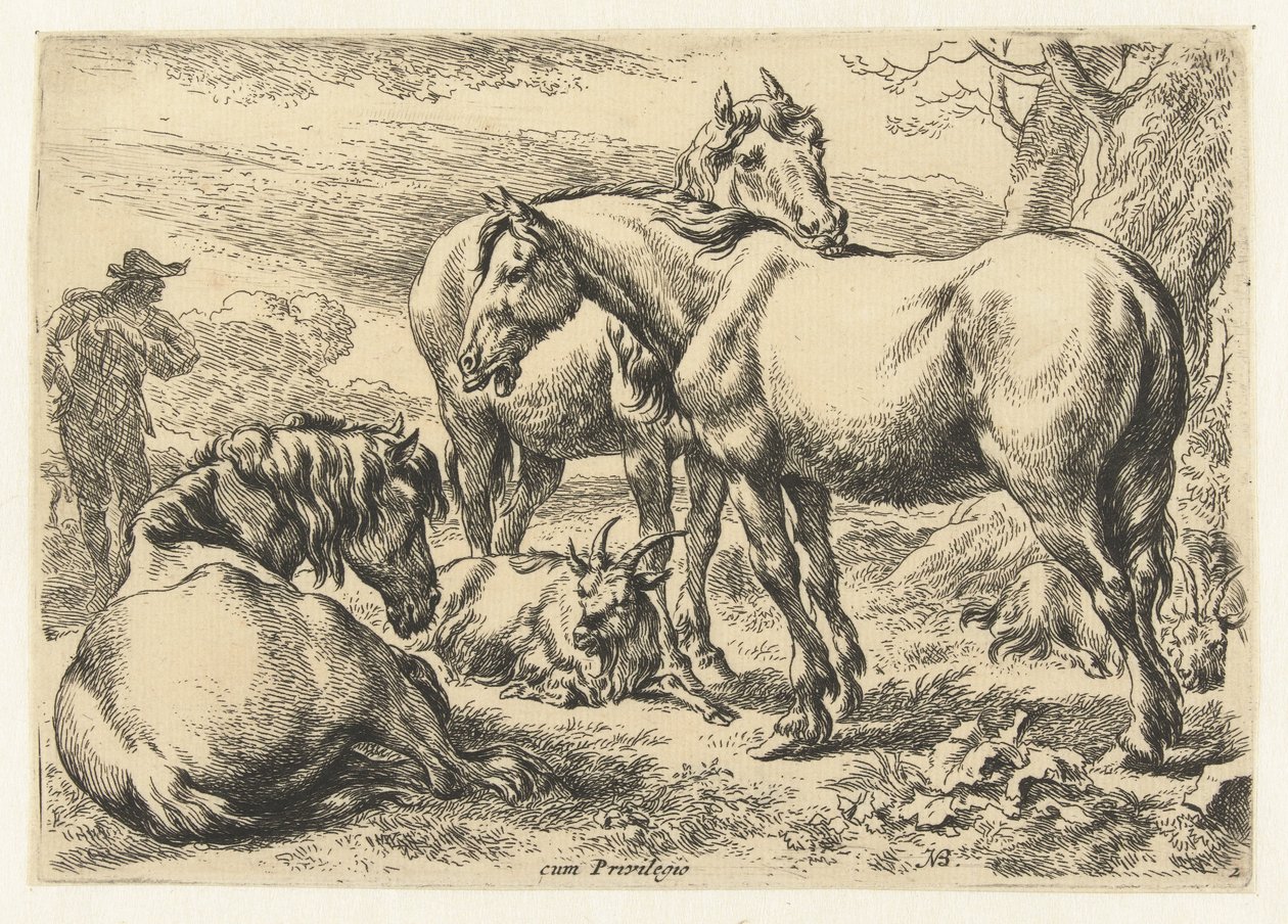 Tři koně Zvířata (název seriálu) od Nicolaes Pietersz Berchem