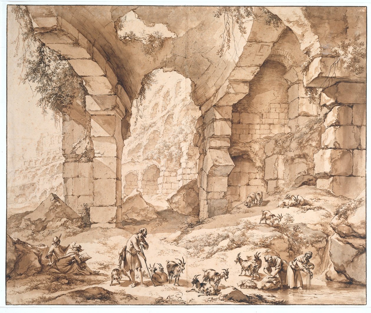 Pohled na ruiny Kolosea od Nicolaes Pietersz Berchem