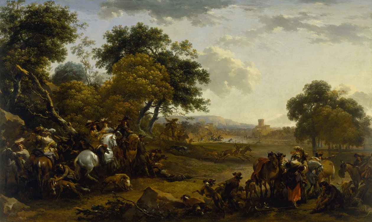 Krajina s lovci od Nicolaes Pietersz. Berchem