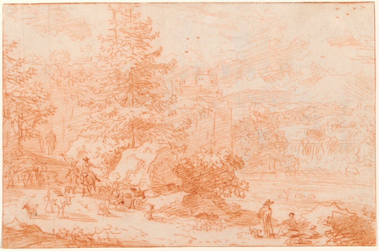 Severní krajina Fantasy evokující Tivoli od Nicolaes Pietersz Berchem