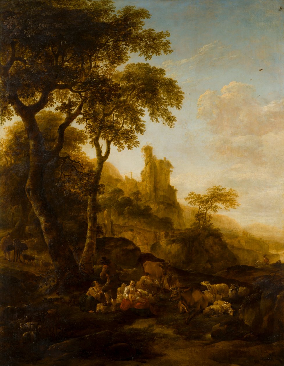 Pastorální krajina, cca 1640-83 (olej na panelu) od Nicolaes Pietersz. Berchem