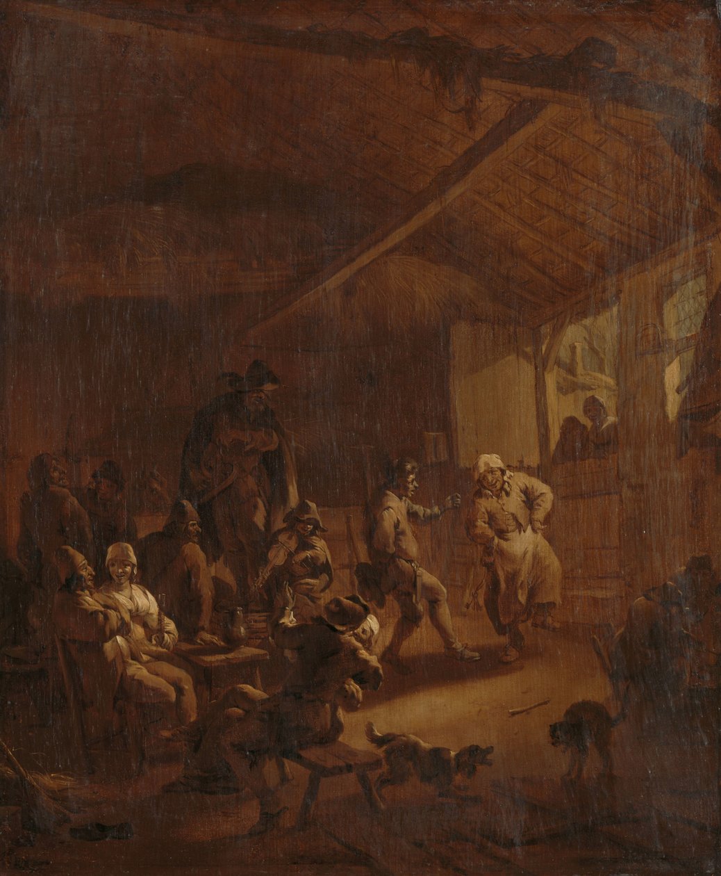 Sedláci tančící ve stodole od Nicolaes Pietersz Berchem