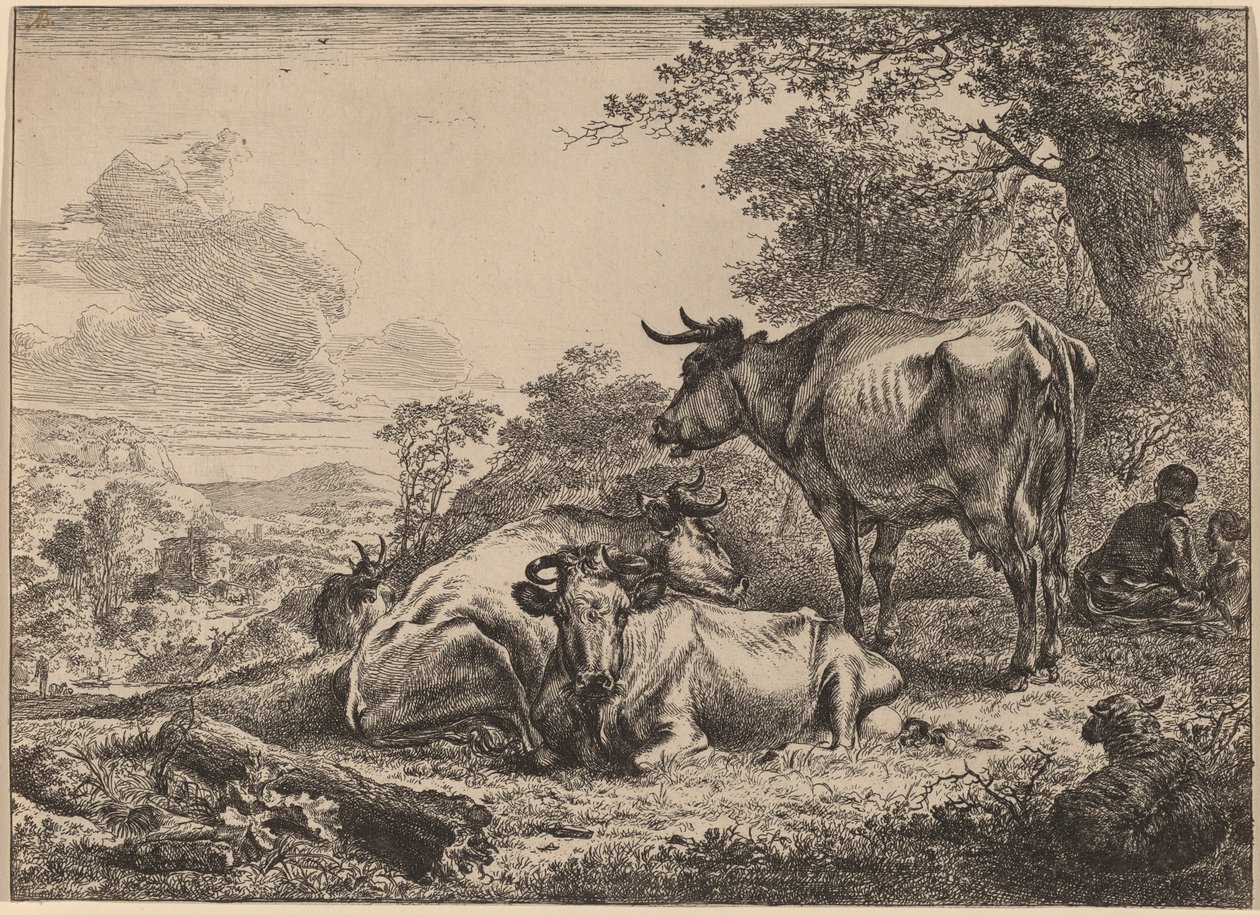 Odpočívající krávy od Nicolaes Pietersz Berchem