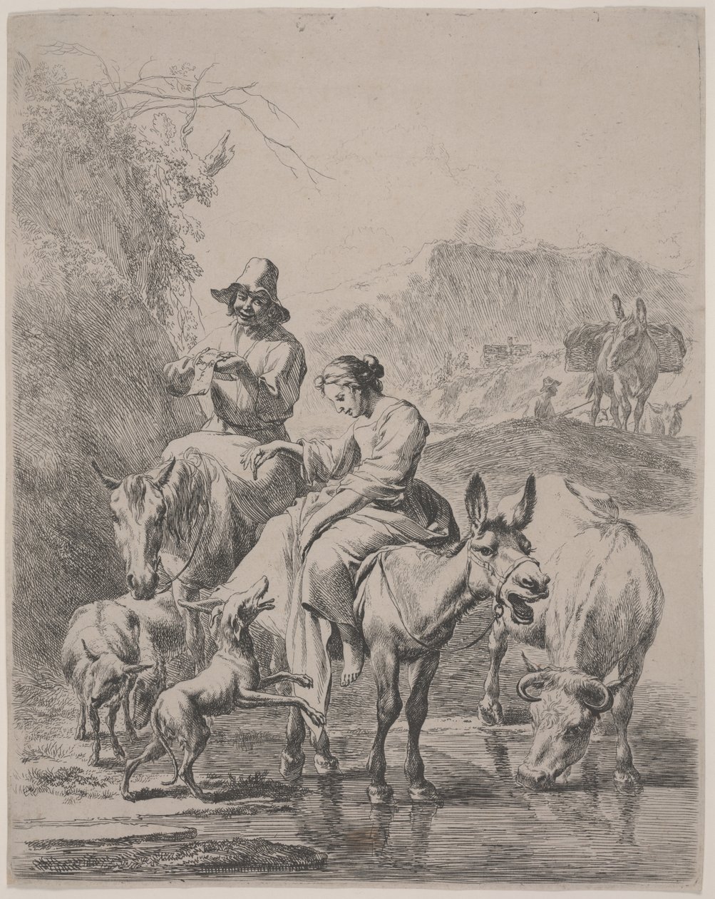 Přechod přes řeku od Nicolaes Pietersz. Berchem