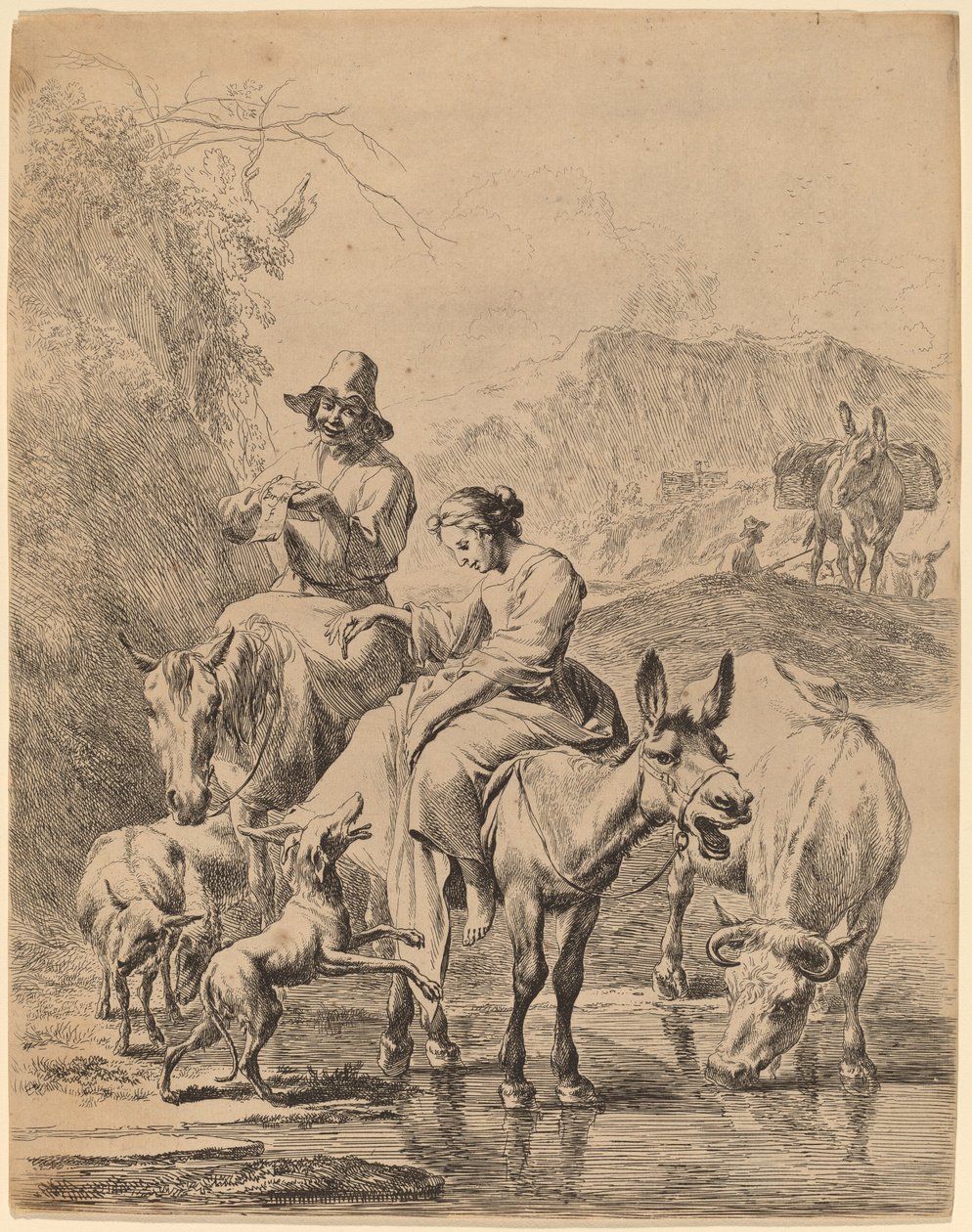 Pastýřka na oslu od Nicolaes Pietersz Berchem